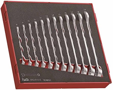Teng Tools12 Piece Anti Slip Metric Combination Wrench EVA Foam Set (8MM-19MM) - TED8012