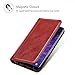 ProCase Galaxy S9 Plus Genuine Leather Case, Vintage Wallet Folding Flip Case with Kickstand, Card Holder, Magnetic Closure Protective Cover for Galaxy S9+ 2018 Release -Red