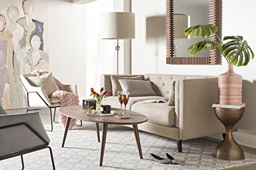 Elle Decor Celeste Tufted Sofa, Chenille, Ivory