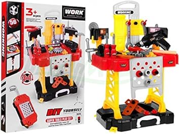 Caja de Herramientas con Banco de Trabajo infantil 56 piezas: Amazon.es: Juguetes y juegos
