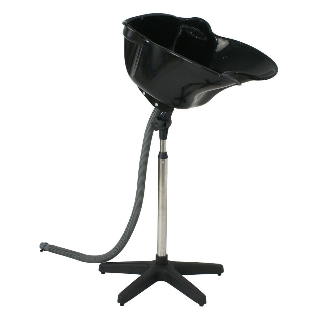 Height Adjustable Portable Salon Deep Shampoo Basin Sink Hair Treatment Bowl with Drain Hose- Black : Beauty