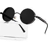 AIEYEZO Round Steampunk Sunglasses for Men Women Retro Gothic Sun Glasses Round Metal Frame Ladies Shades