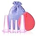 Elmatory Silicone Facial Cupping Therapy Set - Eye and Face Vacuum Massage Cup Kit Anti-Wrinkle and Anti-Aging Effect 4 Suction Cups and Exfoliating Brush (4pcs face Cup)