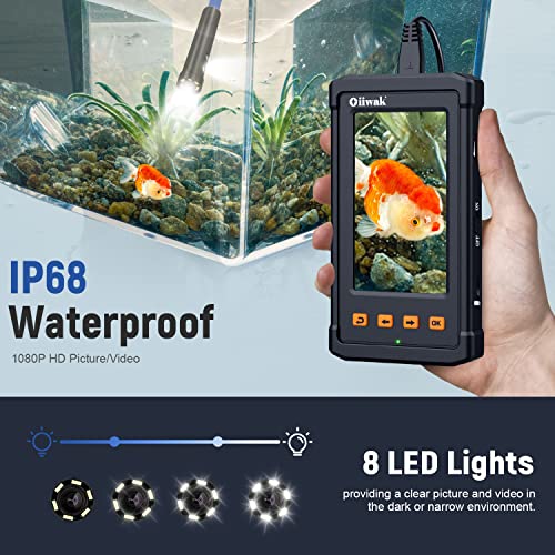 Triple Lens Endoscope Camera,Oiiwak 1080P Borescope Inspection Camera