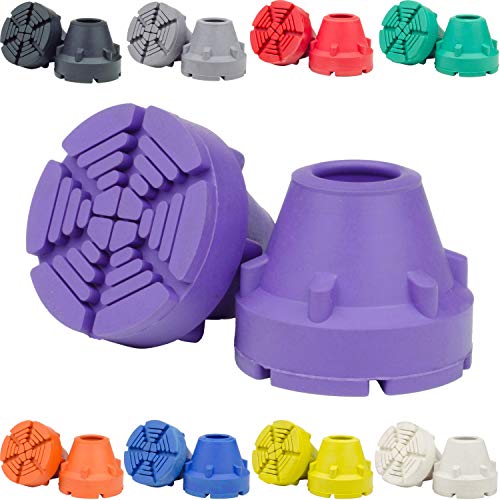 SureTip Purple Crutch Tips & Cane Tip (Pair of 2) â€“ 1 Size Fits All 3/4" 7/8â€ 1â€ Inch - Extreme Grip Heavy Duty Universal Sizing Crutches Shafts Longest Lasting High Performance Rubber Non-Slip
