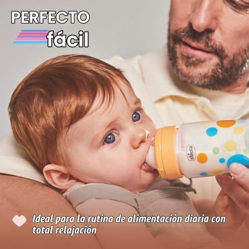 Biberón Perfect Easy Fast Flow, con tetina Physio de silicona suave y acabado Soft Sense, anticólicos, reduce la regurgitación y la irritabilidad, biberón de plástico de 330 ml, 4m+, niño