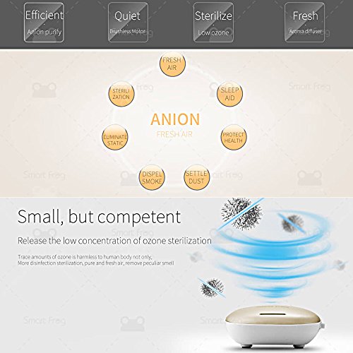 Smart Frog Car Air Purifier & Freshener Ionizer and HEPA Filter Car Diffusers Portable Mini Travel USB Air Cleaner Freshener /Remove Cigarette Smoke, Odor Smell, Bacteria