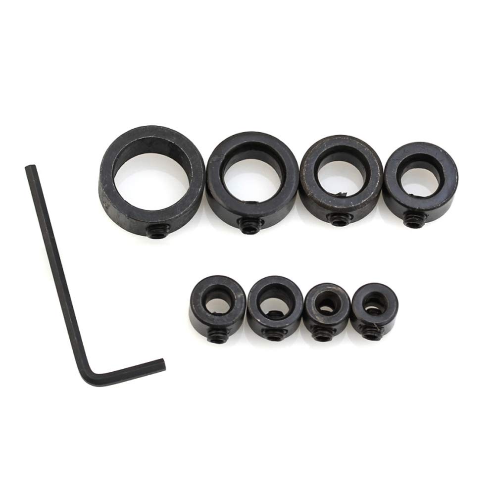 8Pcs Depth Stop Collars Ring Durable Woodworking Drill Bit Positioner Locator 1/8,3/16,1/4,5/16,3/8,7/16,1/2,5/8 inch