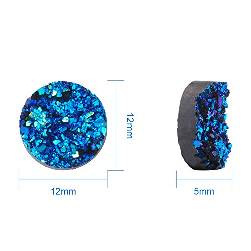 300pcs Half Round Dark Turquoise Druzy Resin Cabochons for Jewelry Making Beads