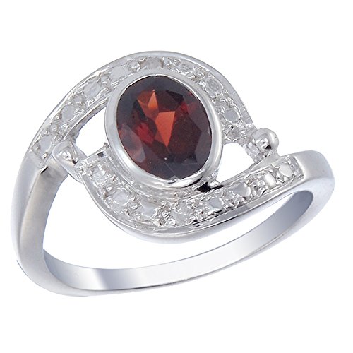 Sterling Silver Garnet & Diamond Ring (1.23 CT)