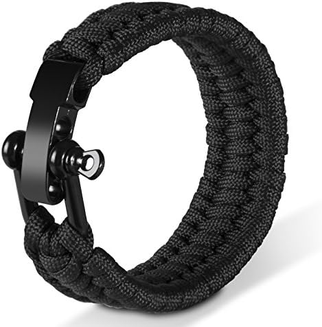 Mini Outdoor Tool Oriketech Survival Emergency Key Chain Survival Kit 9 inch 440 lb Paracord Survival Bracelet with Stainless Steel Black Bow Shackle …