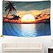 Wall Tapestry Ocean with Sunset and Palm Tree Tapestry Landscape Wall Hanging Tapestry Wall Decor Tablecloth Tapestries (59.1
