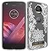 Moto Z2 Force Case, SWODERS Flower Clear Design Shock Absorbing TPU + Hard PC Bumper Case for Motorola Moto Z2 Force Droid (2017) - White