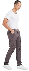 Plaid&Plain Men's Cargo Work Pants with Pockets
