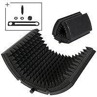 TONOR Microphone Isolation Shield, Studio Mic Sound Absorbing Foam Reflector for Any Condenser Microphone Recording Equipment Studio, Black