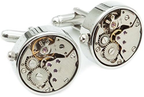 Scott Alain Creation - Novelty Steampunk Vintage Mens Cufflinks Watch Movement Stainless Steel Set of 1 Pair