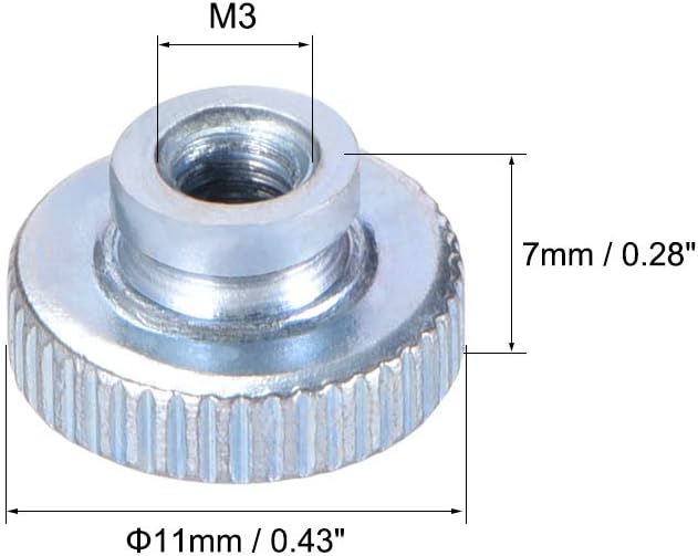 sourcing map Knurled Thumb Nuts, 10Pcs M3x0.5mm Iron Round Knobs Fastener for 3D Printer Parts, Silver - Image 4