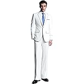 UNINUKOO Mens Suits Classic Fit 2 Piece White Suit Men Formal Dress Wedding Tuxedo for Men Jacket and Bootcut Pants Set