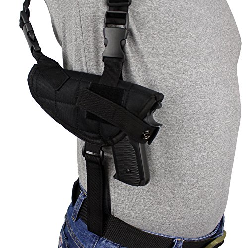 Depring Tactical Double Draw Shoulder Holster Concealed Every Day Carry Dual Pistol Holster Fully Adjustable Under Arm Horizontal Handgun Carrier fits Most Handguns