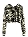 MakeMeChic Women's Long Sleeve Camo Print Sweatshirt Crop Top Hoodies Army Green XS