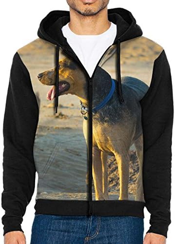 Design Lonely Dog Men's Teen Soft Long Sleeve Zipper Hoody 3D Printed Fleeces Top Sweatshirt With Kanga Pocket Medium
