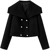 KEOMUD Pea Coats for Women Elegant Casual Short Trench Coats Peter Pan Collar Wool Outwear for Fall Winter