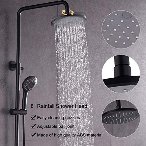 HAOXIN Outdoor Shower Fixtures with 5 Function Hand Shower,Exposed Rain