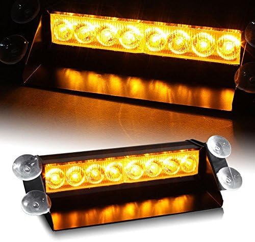 Amber/amber 8led Car Truck Dash Strobe Flash Light Emergency Police Warning 3 Modes
