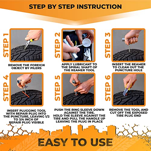 Vehiclex Emergency Tire Repair Kit, 85 PCS HiGrade Tools & Supplies for Flat Tire Punctures