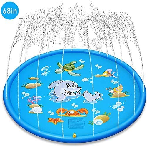 Fomatrade Sprinkler for Kids Toddlers,Splash Play Mat,Thickening PVC Inflatable Water Spray Pad Outdoor Garden Inflatable Sprinkler Water Mat Fun Toy Kids Baby Pool Pad Hot Summer Swimming Party