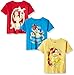 Disney Little Girls' Beauty and the Beast 3-Pack Short Sleeve T-Shirts, Yellow/Turquoise/Red, 5/6