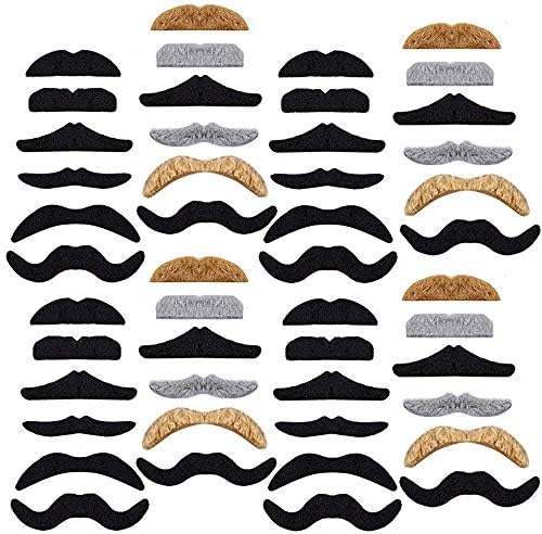 Pack De 12 Bigotes Adhesivos De Pelo Sintético Para Niños Y Adultos, En Negro, Ideales Para Disfraces, Carnaval Y Fiestas Temáticas