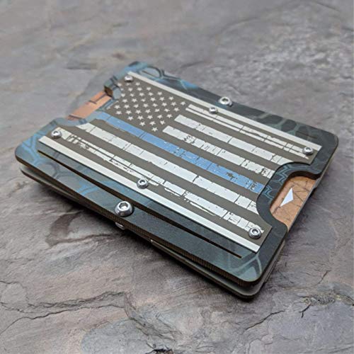 Steel Patriot Law Enforcement Edition. Minimalist Kryptek Neptune Kydex Tactical Wallet With Stainless Steel Front Plate. Multi tool and money clip. - Thumbnail 7