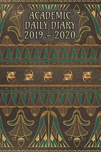 Academic Daily Diary 2019 - 2020: Planner for Students and Teachers or Home use, Paperback Daily Diary - Egyptian Lotus Emblems Brown and Green Cover Paperback – 14 Jun 2019