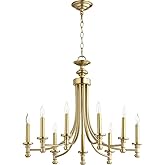 Quorum 6022-9-80 Transitional Nine Light Chandelier from Rossington Collection in Brass - Antique Finish,