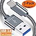 USB C Cable, USB A to USB C Charger (2-Pack 6.6ft) Nylon Braided Fast Charging Cord Compatible with Samsung Galaxy Note 9 S9 S8 Note 8, LG V30 G6 G5, Pixel (Grey)