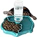 WINGOFFLY Automatic Reptile Feeders Waterer Automatic-refilling Turtle Water Dispenser Bottle Tortoise Food Water Bowl Feeding Dish for Lizards Blue