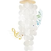 Wind Chimes for Outside - Handcrafted White Capiz Shells Windchime Coastal Style Decor for Indoor/Outdoors, Garden Decor, Great for Women, Wind Chimes Lovers and More