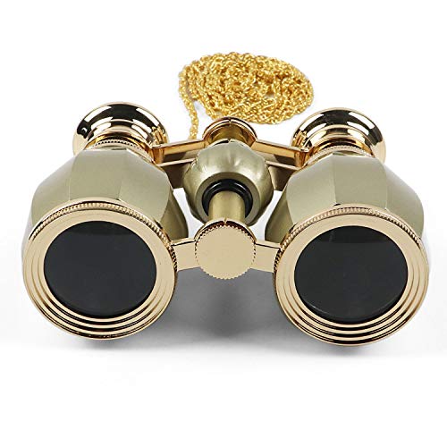 Kingscope 4X30 Vintage Opera Glasses Binoculars for Theater Musical Concert (Gold, with Chain)