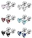 JOERICA 6 Pairs 16G Stainless Steel Ear Piercing Stud Earrings for Men Women CZ Earrings Heart 4MM