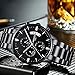 NIBOSI Men's Watches Luxury Fashion Casual Dress Chronograph Waterproof Military Quartz Wristwatches for Men Stainless Steel Band Black Color