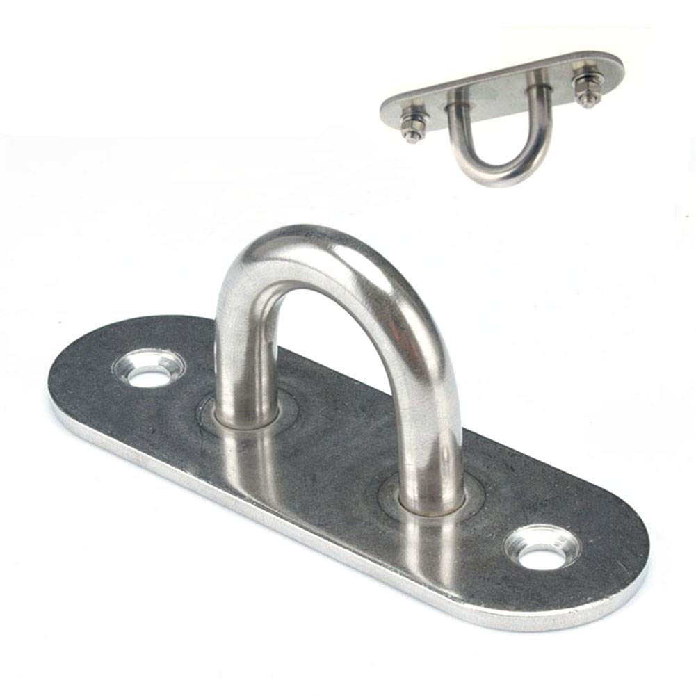 Tiberham Oblong Eye Pad Plate, 10 mm Heavy Duty Stainless Steel Staple Ring Hook, U-Shaped Loop Eye Plate Wall Mount (Pack of 2)