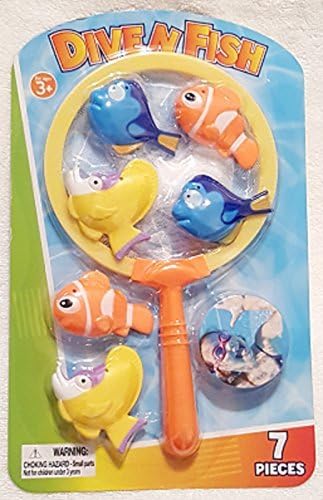 Dive N Fish Nemo and Dory Fish Characters Pool Toys with Net to Catch Fish, Fun Dive Toy
