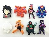 8pcs Big Hero 6 (Hiro Baymax Fred) Shoe Charms for Croc Fits Shoes & Wristband Bracelet