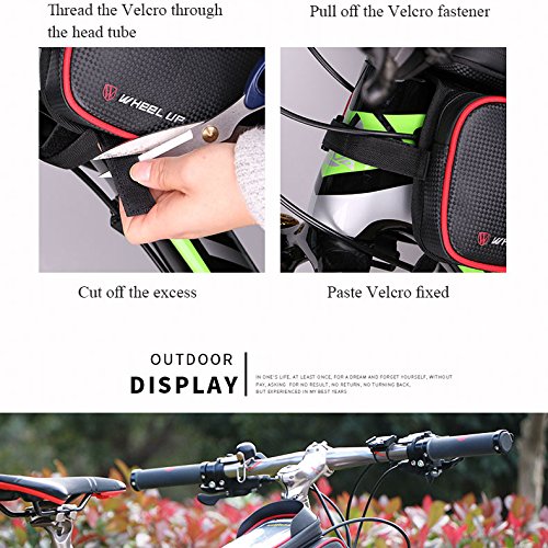 Bike Storage Bag, Waterproof Universal Cycling Bicycle Frame Bags Phone Mount Holder For Iphone 6/6s/7/7s/8/X plus samsung 7 note 7 Below 6.2 inch Top Tube Handlebars Storage Bag