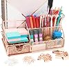 OFFICE ALMIGHTY Rose Gold Desk Organizer for Women: Exclusive Large 6 in 1 Mesh Metal Supplies Organizer with Pen…
