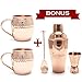 Goodragon 100% Copper Mugs Moscow Mule Set of 2 16oz, your drink’s never tasted better. Including Copper Jigger and spoon Plus plated Premium Cocktail Shaker To help Mix Your Drinks Like A Pro