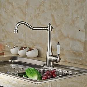 Grifo monomando para fregadero de cocina, con un solo agujero, níquel