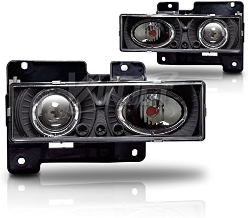 EXSTREAM INDUSTRIES 88-98 Chevy C/K / 95-99 Chevy Tahoe / 94-99 Chevy Suburban / 92-94 Chevy Blazer 88-98 GMC C/K / 92-99 GMC Suburban / 92-99 GMC Yukon Halo Projector Head Lights - (Black / Clear)