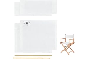 WONAFA 2 Set Director Chair Canvas Replacement with Wood Stick,21.2" L x 16.1" W/21.2X 7.8 Portable Replacement Cover Canvas for Directors Chair，Casual Director Chair Replacement Canvas (White)